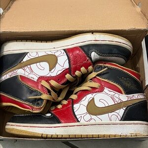 Jordan Women's Sneakers - Red, Black, Gold